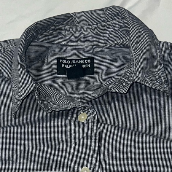 SOLD Ralph Lauren Polo Jeans Co. Short Sleeve Button Down Gingham Checked Top, S - Picture 11 of 15